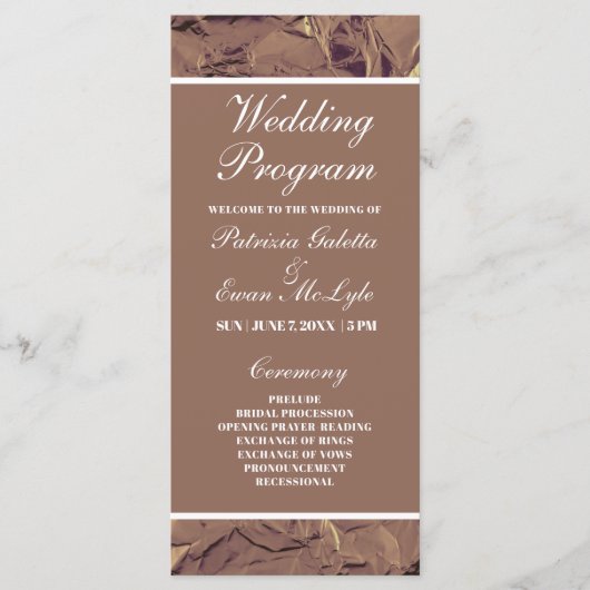 Elegantes Crumpled Brown Paper Wedding Flat Progra Programm (Vorderseite)