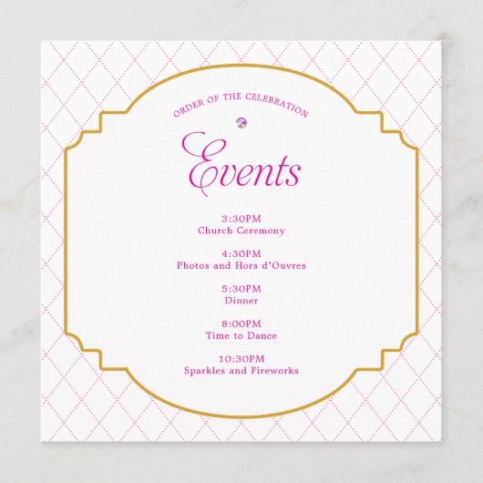 Elegantes Crystal Pink Gold Pattern Party Programm (Vorderseite)