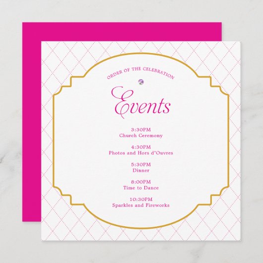 Elegantes Crystal Pink Gold Pattern Party Programm (Vorne/Hinten)