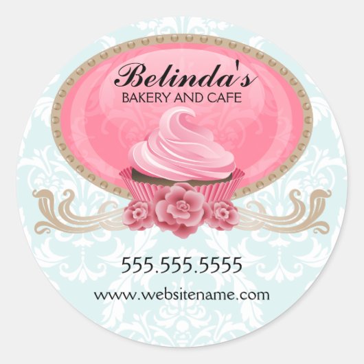 Elegantes Cupcake Bakery Box Siegel Runder Aufkleber (Vorderseite)