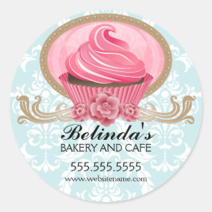 Elegantes Cupcake Bakery Box Siegel Runder Aufkleber