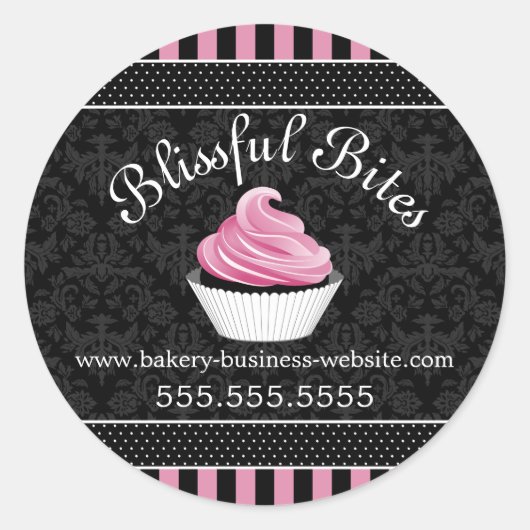 Elegantes Cupcake Bakery Box Siegel Runder Aufkleber (Vorderseite)