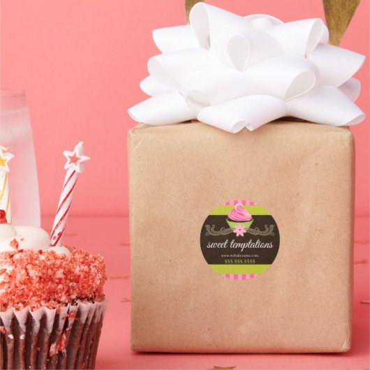 Elegantes Cupcake Bakery Packaging Runder Aufkleber (Party)
