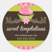 Elegantes Cupcake Bakery Packaging Runder Aufkleber (Vorderseite)