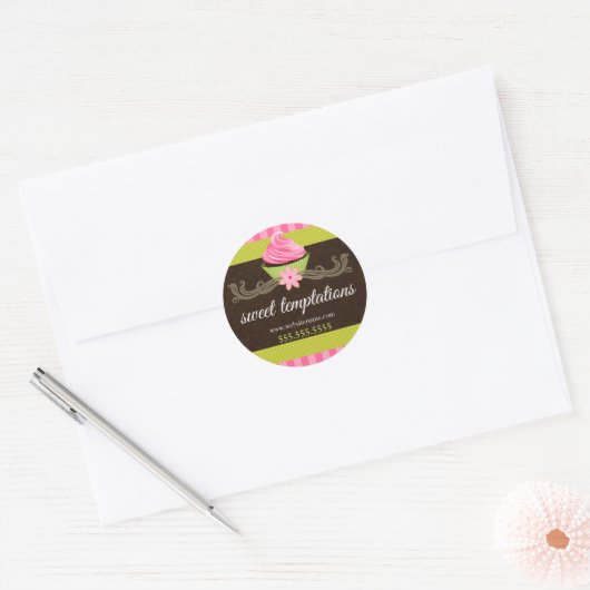 Elegantes Cupcake Bakery Packaging Runder Aufkleber (Umschlag)
