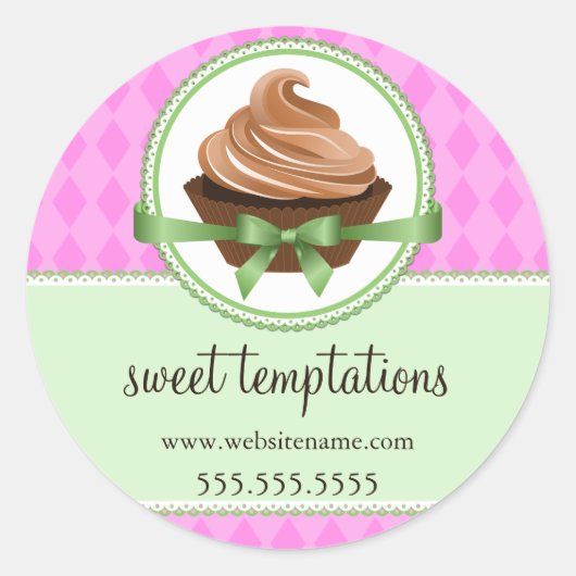 Elegantes Cupcake Mint Bäckerei Box Packung Siegel Runder Aufkleber (Vorderseite)