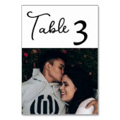 Elegantes Custom Couple's Foto auf Weiß Tischnummer (Vorderseite)