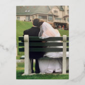 Elegantes Custom Foto 25. Hochzeitstag Folieneinladung (Rückseite)