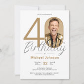 Elegantes Custom Foto 40. Geburtstag Einladung (Vorderseite)