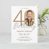Elegantes Custom Foto 40. Geburtstag Einladung (Stehend Vorderseite)