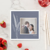 Elegantes Custom Foto Blue Botanical Garden Weddin Serviette (Beispiel)