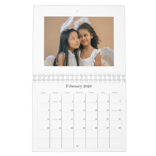 Elegantes Custom Foto Calligrafy Cream Weihnachten Kalender (Feb 2026)