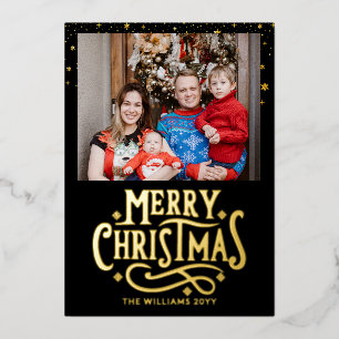 Elegantes Custom Foto Gold Foil Weihnachtskarte Folien Feiertagskarte