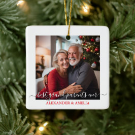 Elegantes Custom Foto Großeltern Weihnachten Keramikornament