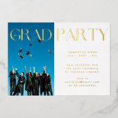 Elegantes Custom Gold Abschluss Foto Party Folieneinladung (Vorderseite)