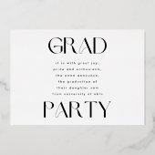 Elegantes Custom Gold Abschluss Foto Party Folieneinladung (Rückseite)