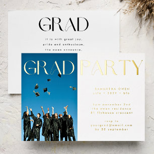 Elegantes Custom Gold Abschluss Foto Party Folieneinladung