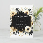 Elegantes Custom Gold und Black Wedding Save The Date (Stehend Vorderseite)