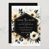 Elegantes Custom Gold und Black Wedding Save The Date (Vorne/Hinten)