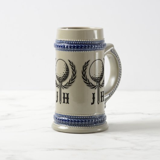 Elegantes Custom Golf Monogram Design Bierglas (VorderseiteRechts)