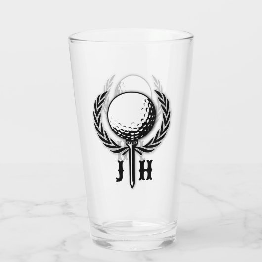 Elegantes Custom Golf Monogram Design Glas (Rückseite)