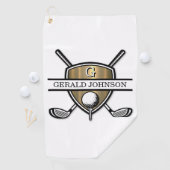 Elegantes Custom Golf Monogram Design Golfhandtuch (Insitu)