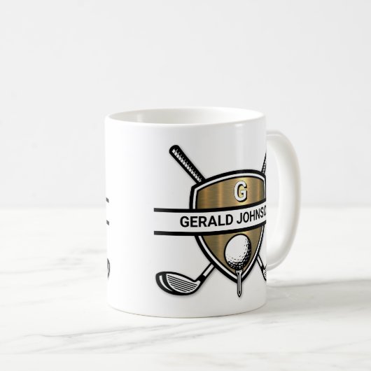 Elegantes Custom Golf Monogram Design Kaffeetasse (VorderseiteRechts)