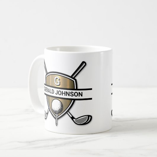 Elegantes Custom Golf Monogram Design Kaffeetasse (Vorderseite Links)