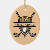 Elegantes Custom Golf Monogram Design Keramik Ornament (Rechts)