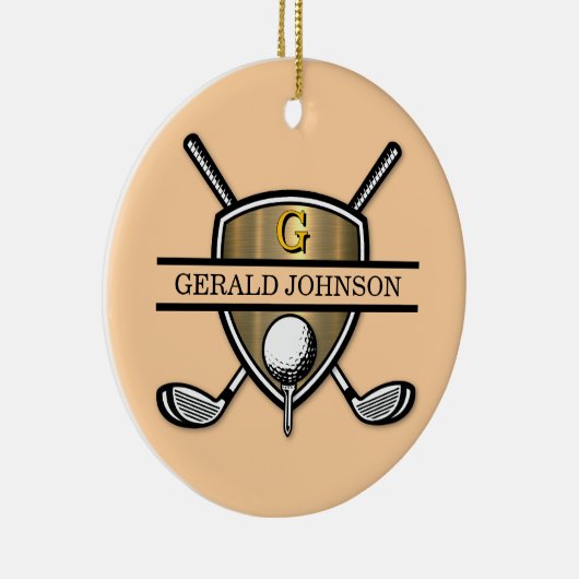 Elegantes Custom Golf Monogram Design Keramik Ornament (Rechts)