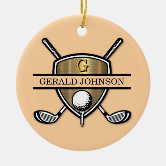 Elegantes Custom Golf Monogram Design Keramik Ornament (Vorne)