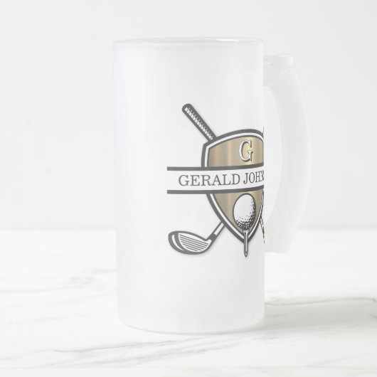 Elegantes Custom Golf Monogram Design Mattglas Bierglas (VorderseiteRechts)