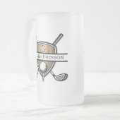 Elegantes Custom Golf Monogram Design Mattglas Bierglas (Vorderseite Links)