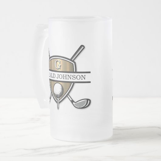 Elegantes Custom Golf Monogram Design Mattglas Bierglas (Vorderseite Links)