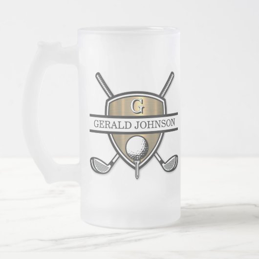 Elegantes Custom Golf Monogram Design Mattglas Bierglas (Links)