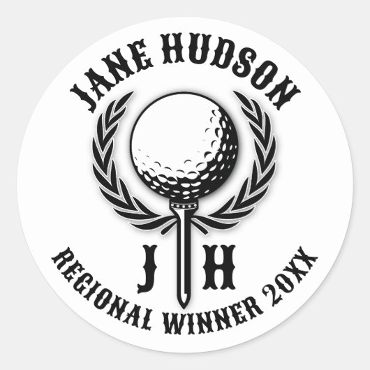 Elegantes Custom Golf Monogram Design Runder Aufkleber (Vorderseite)