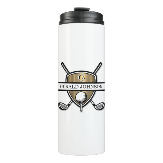 Elegantes Custom Golf Monogram Design Thermosbecher (Vorderseite)