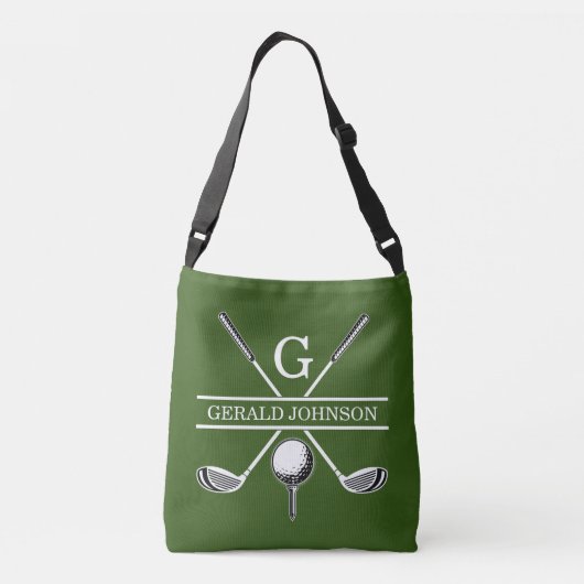 Elegantes Custom Golf Monogram Design Tragetaschen Mit Langen Trägern (Rückseite)
