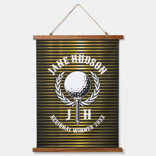 Elegantes Custom Golf Monogram Design Wandteppich Mit Holzrahmen