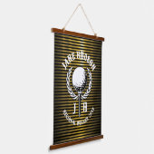 Elegantes Custom Golf Monogram Design Wandteppich Mit Holzrahmen (Gewinkelt)