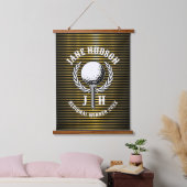 Elegantes Custom Golf Monogram Design Wandteppich Mit Holzrahmen (Schlafzimmer)