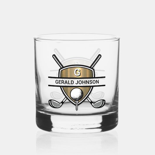 Elegantes Custom Golf Monogram Design Whiskyglas (Vorderseite)