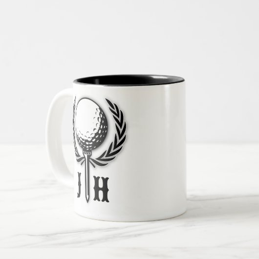 Elegantes Custom Golf Monogram Design Zweifarbige Tasse (Vorderseite Links)
