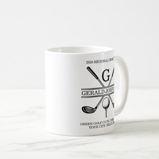 Elegantes Custom Golf Monogram Kaffeetasse (VorderseiteRechts)