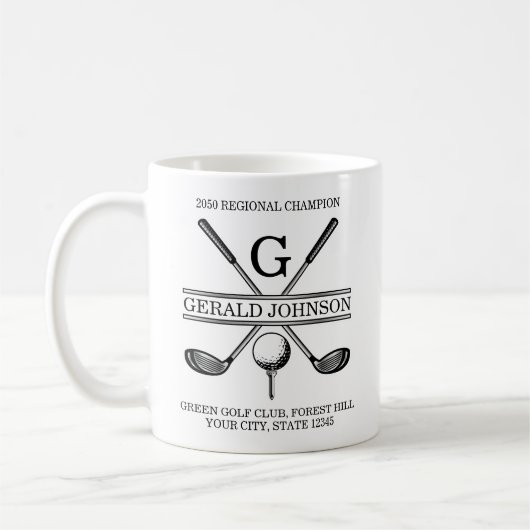 Elegantes Custom Golf Monogram Kaffeetasse (Links)