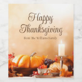 Elegantes Custom Happy Thanksgiving Dinner Party Weinetikett (Einzelnes Label)