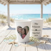Elegantes Custom Heart Foto Wedding Pappbecher
