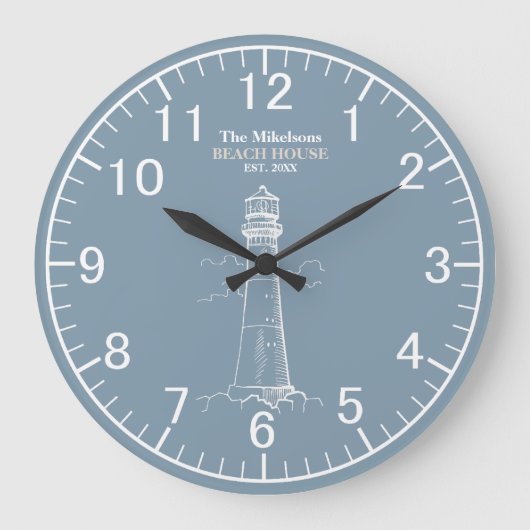 Elegantes Custom Nautical Beach House Große Wanduhr (Vorderseite)
