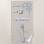Elegantes Custom Nautical Beach House Strandtuch (Vorderseite)