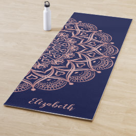 Elegantes Custom Navy Blue und Rose Gold Mandala Yogamatte